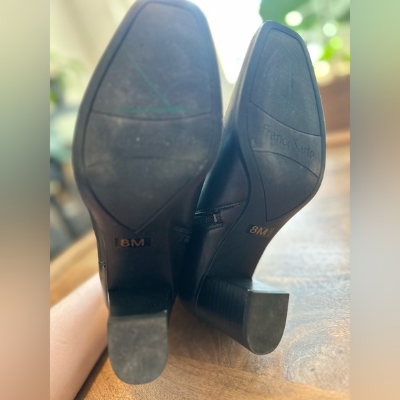 Franco Sarto Womens Ilaria Black Leather Square Toe Ankle Boots - Picture 9 of 9